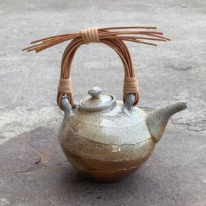 Reed Handle Ceramic Tea Pot by Sarah Wells Rolland, Ceramic Artist and Instructor